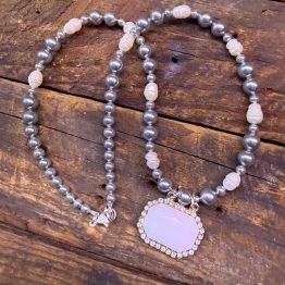 Grey Cloud White Pendant Necklace