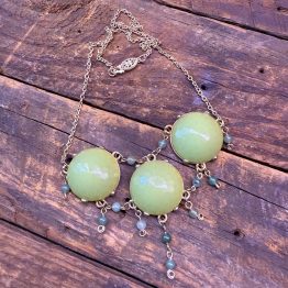 Green Faceted Acrylic Tri-Pendant Necklace